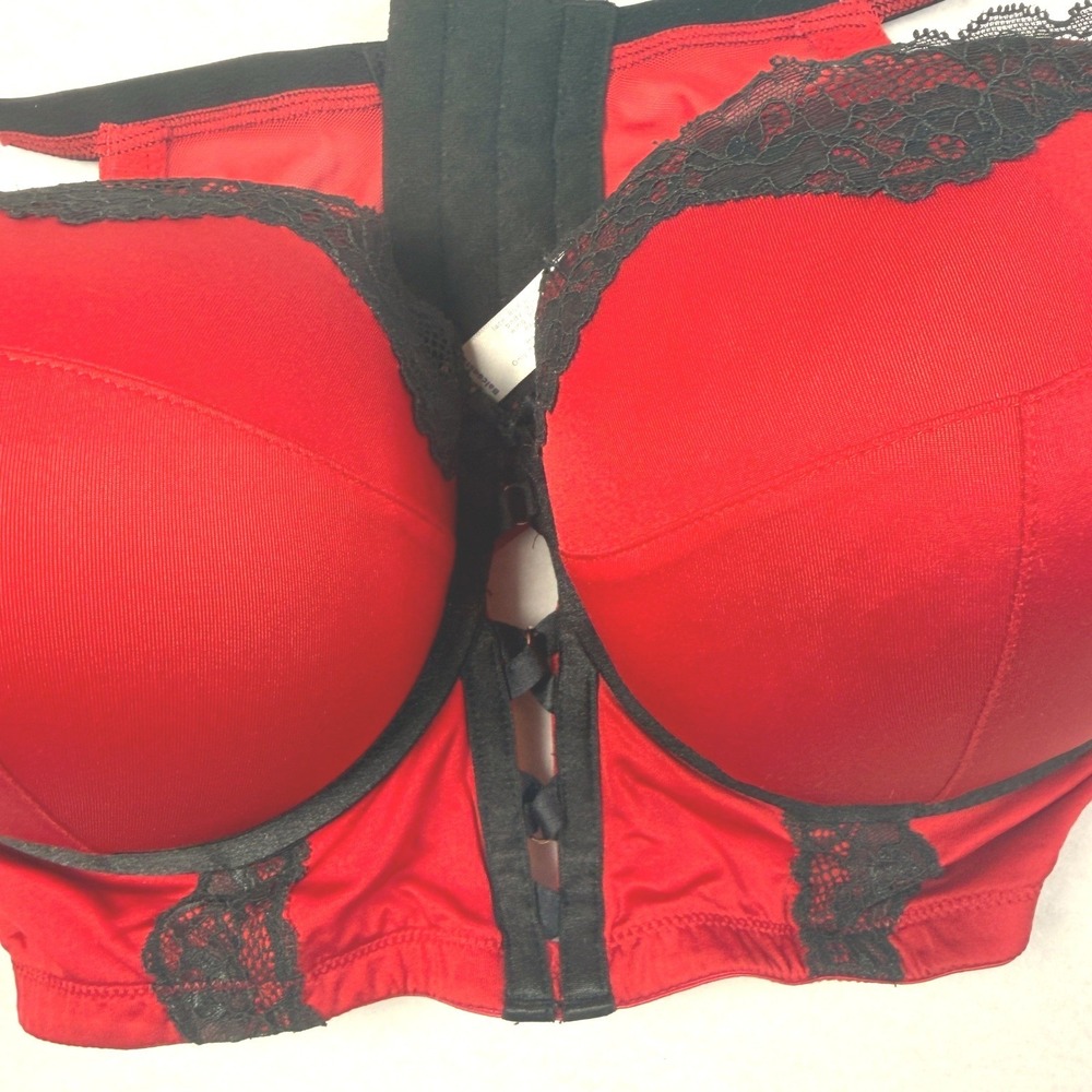 Lane Bryant Cacique Boost Balconette Bra Red Longline 40DDD A83532 Underwire - Picture 8 of 14